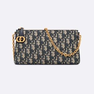 Dior Women 30 Montaigne Dior Midi Mini Bag Blue Dior Oblique Jacquard