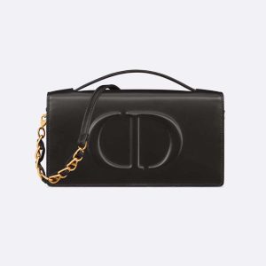 Dior Women CD Signature Mini Bag Black Calfskin with Embossed CD Signature