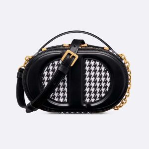 Dior Women CD Signature Oval Camera Bag Black CD-Embossed Signature Calfskin