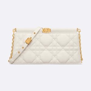 Dior Women Dior Caro Colle Noire Clutch with Chain Latte Cannage Lambskin