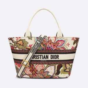 Dior Women Hat Basket Bag Natural Multicolor Albero della Vita Embroidery (1) Dior Women Hat Basket Bag Natural Multicolor Albero della Vita Embroidery