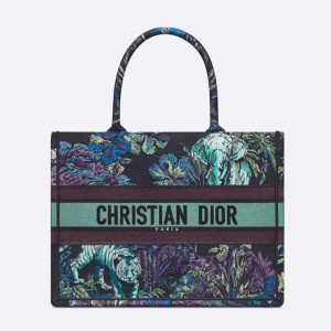 Dior Women Medium Dior Book Tote Blue Multicolor Toile de Jouy Voyage Embroidery