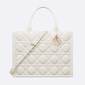 Dior Women Medium Dior Book Tote Latte Macrocannage Calfskin