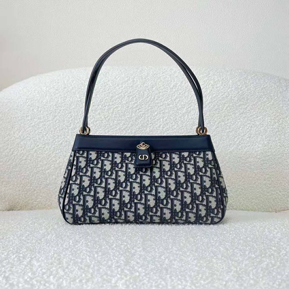 Dior Women Medium Dior Key Bag Blue Dior Oblique Jacquard