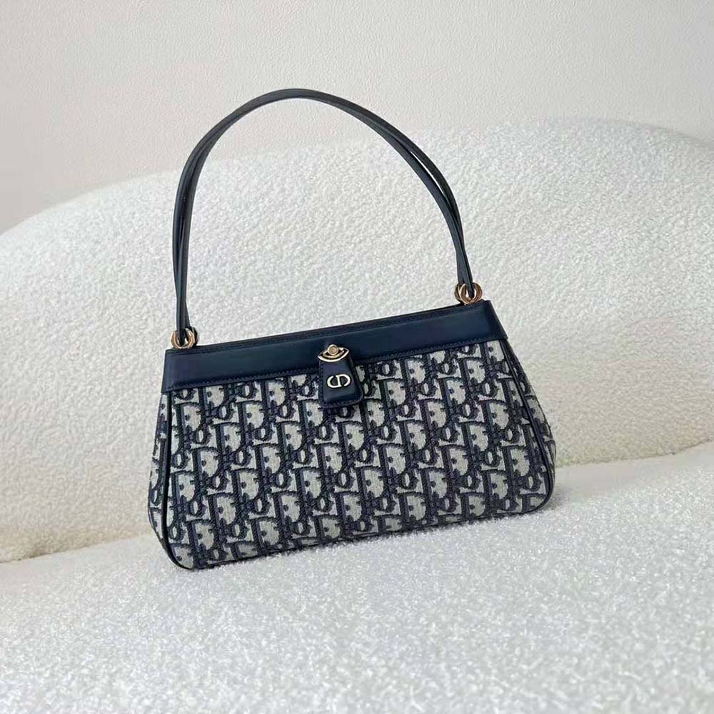 Dior Women Medium Dior Key Bag Blue Dior Oblique Jacquard