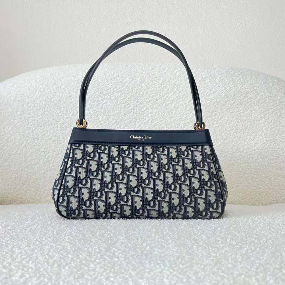 Dior Women Medium Dior Key Bag Blue Dior Oblique Jacquard