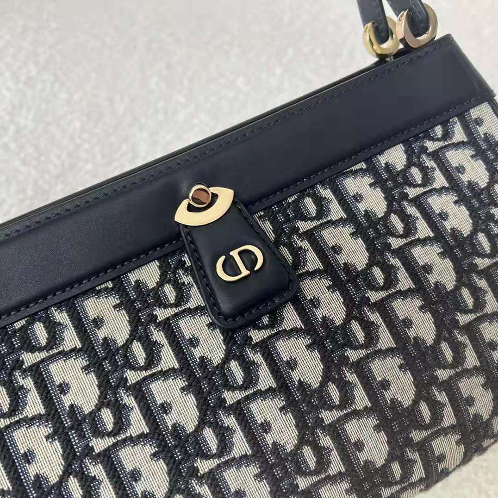 Dior Women Medium Dior Key Bag Blue Dior Oblique Jacquard