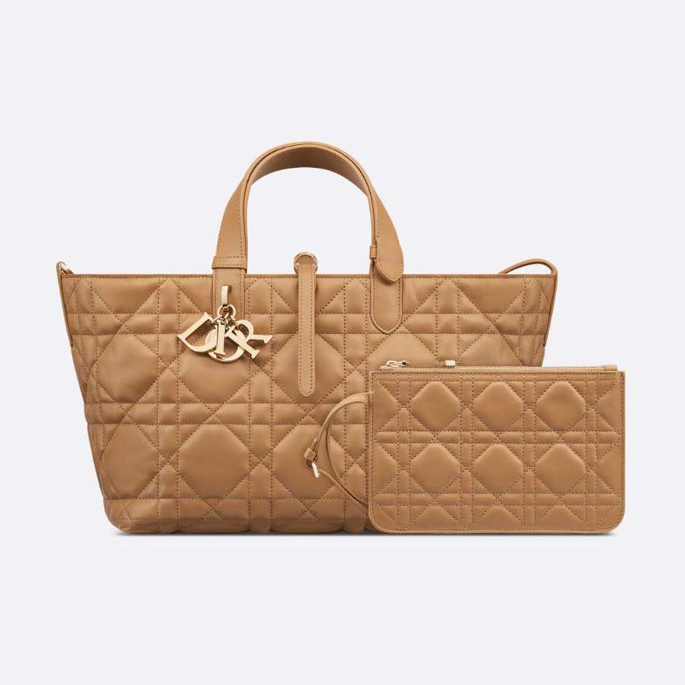 Dior Women Medium Dior Toujours Bag Medium Tan Macrocannage Calfskin