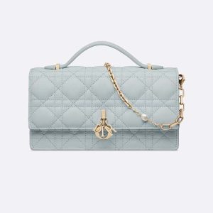 Dior Women Miss Dior Mini Bag Placid Blue Cannage Lambskin