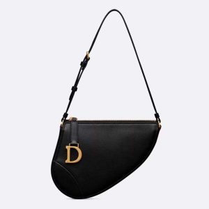 Dior Women Saddle Shoulder Pouch Black Goatskin