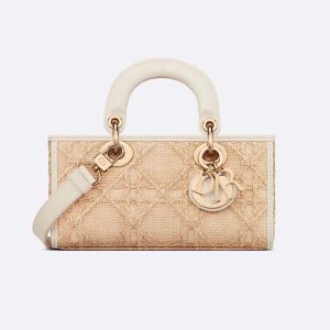 Dior Women Small Lady D-joy Bag Natural Macrocannage Raffia
