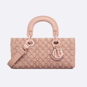 Dior Women Small Lady D-joy Bag Rose Des Vents Cannage Calfskin Embroidered with Resin Pearls (1) Dior Women Small Lady D-joy Bag Rose Des Vents Cannage Calfskin Embroidered with Resin Pearls