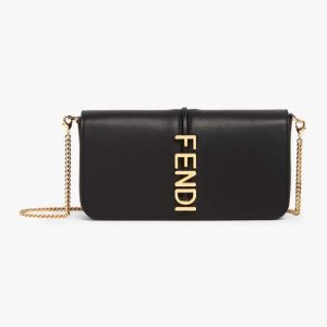 Fendi Women Fendigraphy Phone Pouch Black Leather Wallet