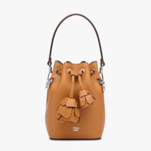Fendi Women Mon Tresor Brown Leather Mini-bag with 3D Roses