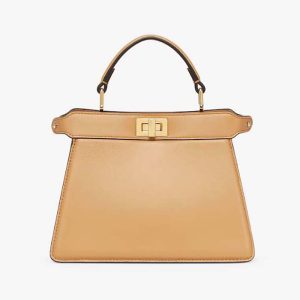 Fendi Women Peekaboo ISeeU Petite Beige Padded Nappa Leather Bag