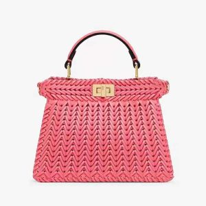Fendi Women Peekaboo ISeeU Petite Pink Padded Calfskin Leather Bag