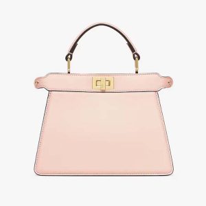Fendi Women Peekaboo ISeeU Petite Pink Padded Nappa Leather Bag