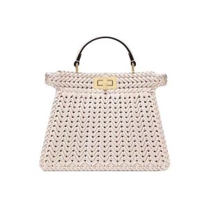 Fendi Women Peekaboo ISeeU Petite White Padded Calfskin Leather Bag