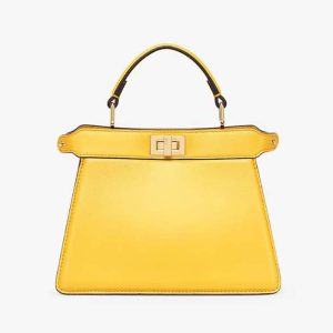 Fendi Women Peekaboo ISeeU Petite Yellow Padded Nappa Leather Bag