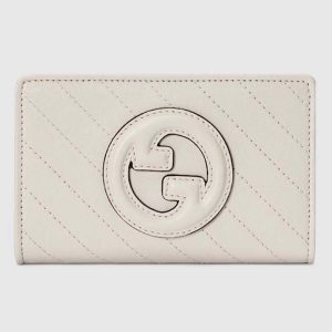 Gucci Unisex GG Gucci Blondie Wallet White Leather Round Interlocking G Taffeta Lining Style ‎760336 AACP7 9022