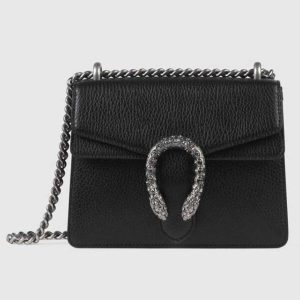 Gucci GG Women Dionysus Leather Mini Bag Black Metal-Free Tanned Leather 421970
