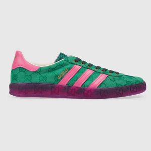 Gucci Unisex Adidas x Gucci Gazelle Sneaker Green Original GG Canvas Low Heel Rubber