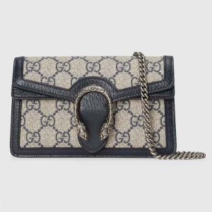 Gucci Unisex Dionysus GG Super Mini Bag Beige Blue GG Supreme Canvas 476432
