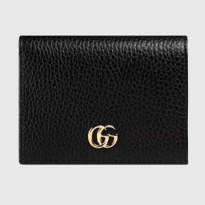 Gucci Unisex GG Leather Card Case Wallet Double G Snap Closure 456126