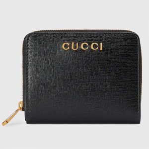 Gucci Unisex GG Mini Wallet Gucci Script Black Leather Taffeta Lining 772639 0OP0N 1000