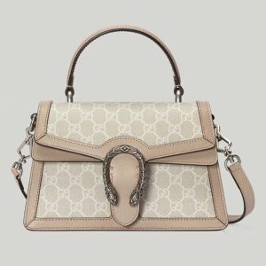 Gucci Unisex GG Small Dionysus Top Handle Bag Beige White Supreme Canvas 739496