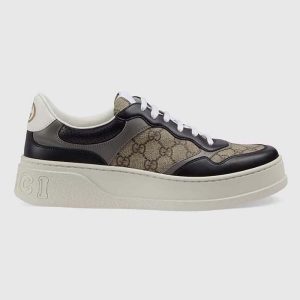Gucci Unisex GG Sneaker Beige Ebony GG Supreme Canvas Mid-Heel 669582