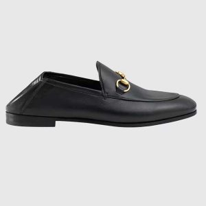 Gucci Unisex Leather Horsebit Loafer Black Slim Shape Sole Flat 1 CM Heel 414998 (1) Gucci Unisex Leather Horsebit Loafer Black Slim Shape Sole Flat 1 CM Heel 414998