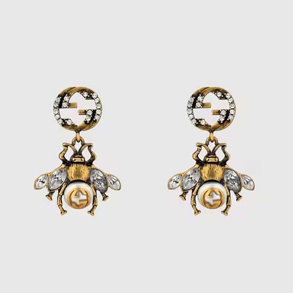 Home 5 Gucci Women Bee Earrings with Interlocking G