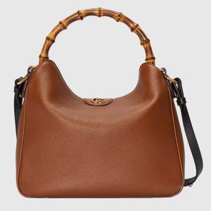 Gucci Women Diana Medium Shoulder Bag Cuir Leather Double G 746124