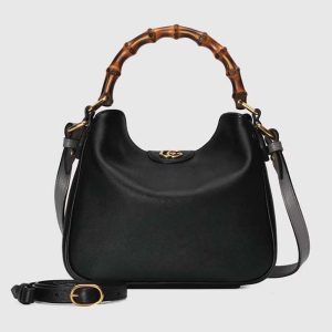 Gucci Women Diana Small Shoulder Bag Black Leather Double G 746251