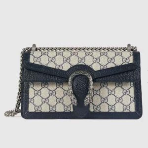 Gucci Women Dionysus GG Small Rectangular Bag Beige Blue GG Supreme Canvas 499623