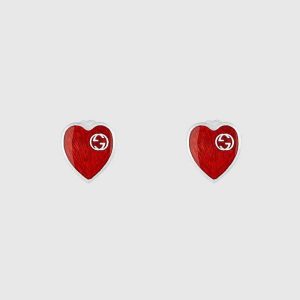 Gucci Women Gucci Heart Earrings with Interlocking G-Red