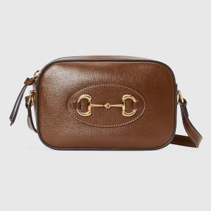 Gucci Women Gucci Horsebit 1955 Small Shoulder Bag Brown Leather Zip Closure 760196