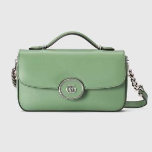 Gucci Women Petite GG Mini Shoulder Bag Light Green Leather Double G 739722