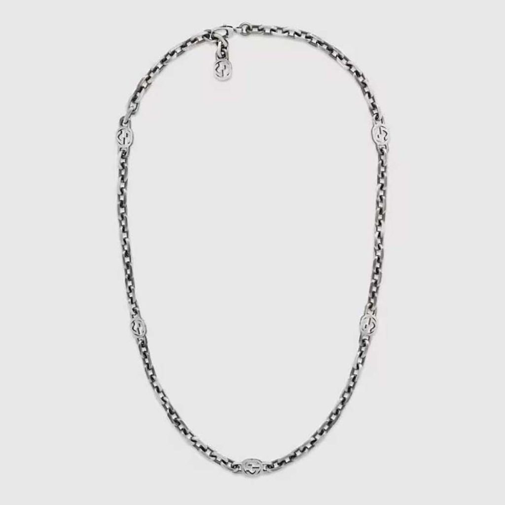 Home 6 Gucci Women Silver Necklace with Interlocking G