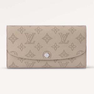 Louis Vuitton LV Unisex Iris Wallet Galet Grey Mahina Perforated Calf Leather M60144