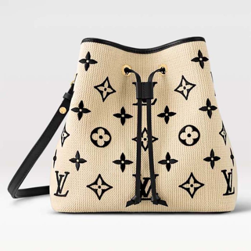 Home 6 Louis Vuitton LV Unisex Néonoé MM Black Lotus Cotton Cowhide Leather M23080