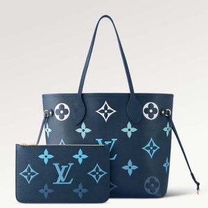 Louis Vuitton LV Unisex Neverfull MM Gradient Blue Monogram Empreinte Embossed Cowhide Leather (1) Louis Vuitton LV Unisex Neverfull MM Gradient Blue Monogram Empreinte Embossed Cowhide Leather
