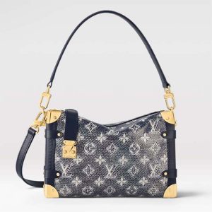 Louis Vuitton LV Unisex Side Trunk Blue Monogram Coated Canvas Cowhide Leather M22944