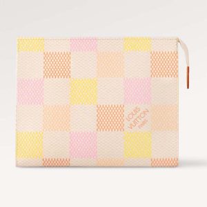 Louis Vuitton LV Unisex Toilet Pouch Peach Damierlicious Coated Canvas N40740