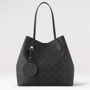 Louis Vuitton LV Women Blossom MM Tote Bag Black Mahina Perforated Calfskin Leather M21851