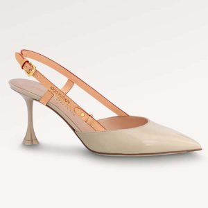 Louis Vuitton LV Women Blossom Slingback Pump Cream Patent Calf Leather Natural Cowhide