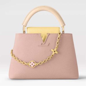 Louis Vuitton LV Women Capucines BB Handbag Beige Pink Taurillon Leather M22514