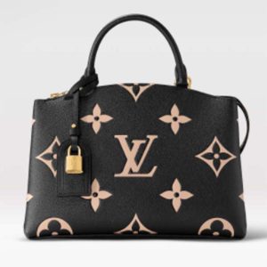 Louis Vuitton LV Women Petit Palais Handbag Noir Beige Embossed Grained Cowhide M58913