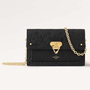 Louis Vuitton LV Women Vavin Chain Wallet Black Embossed Cowhide Leather M67839